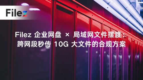 Filez 企业网盘 × 局域网文件摆渡：跨网段秒传 10G 大文件的合规方案