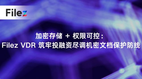 加密存储 + 权限可控：Filez VDR 筑牢投融资尽调机密文档保护防线